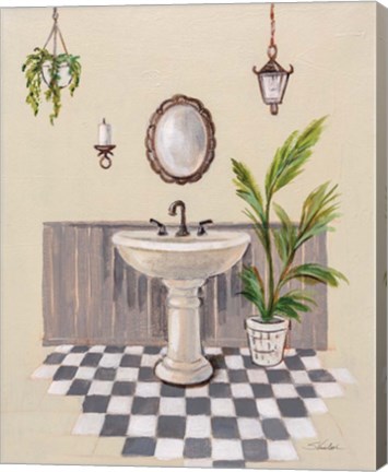 Framed Gray Cottage Bathroom II Print