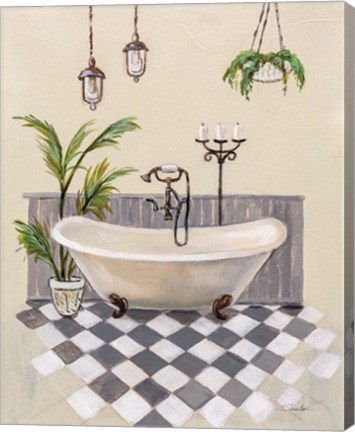 Framed Gray Cottage Bathroom I Print
