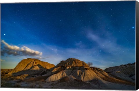 Framed Moonrise Over Dinosaur Provincial Park, Alberta, Canada Print