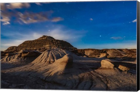 Framed Moonrise, Dinosaur Provincial Park Print