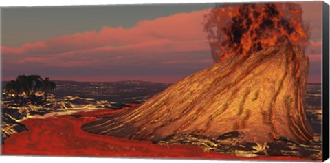 Framed Plumes Of Smoke Belch from a Hawaiian Volcano Print