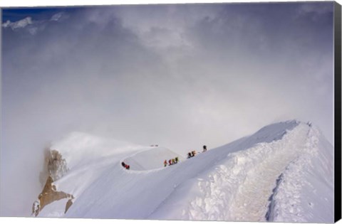 Framed Mountaineering on the Path from the Aiguille Du Midi, France Print