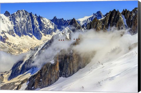 Framed Panoramic Mont Blanc Cable Car Print