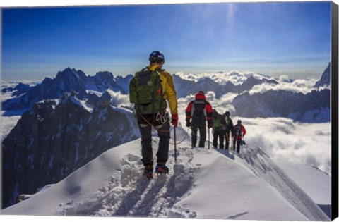 Framed Mountain Climbers Descending Print