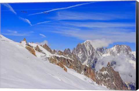 Framed Panoramic Mont Blanc Cable Car Crossing the Glacier Print