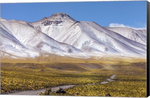 Framed Panoramic View Of the Lascar Volcano Complex in Chile Print