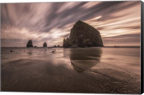 Framed Sunset on a Beach in Seattle, Washington Print