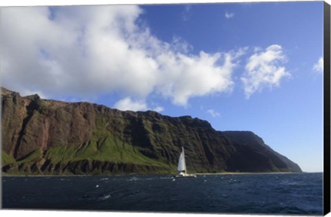 Framed Sailboat Along the Na Pali Coast Print