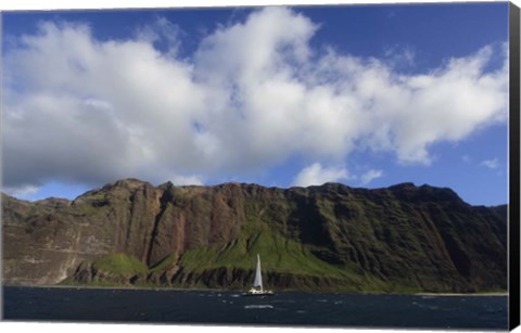 Framed Sailboat Along the Na Pali Coast, Kauai Print