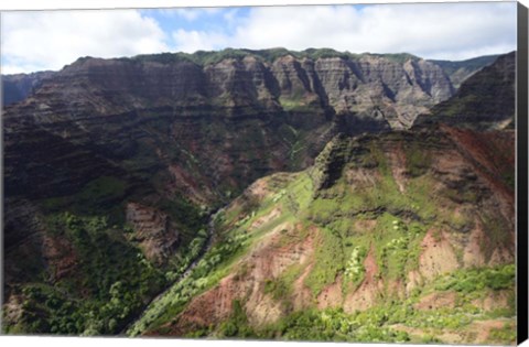 Framed Aerial View Of Waimea Canyon Print