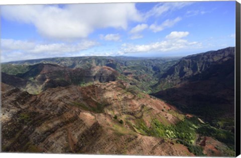 Framed Aerial View Of Waimea Canyon, Kauai, Hawaii Print