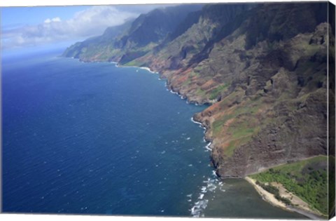 Framed Aerial View Of Na Pali Coast Print