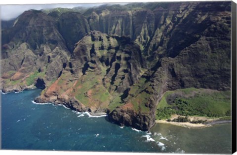 Framed Aerial View Of Na Pali Coast, Kauai Print