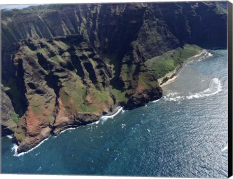 Framed Aerial View Of Na Pali Coast, Kauai, Hawaii Print