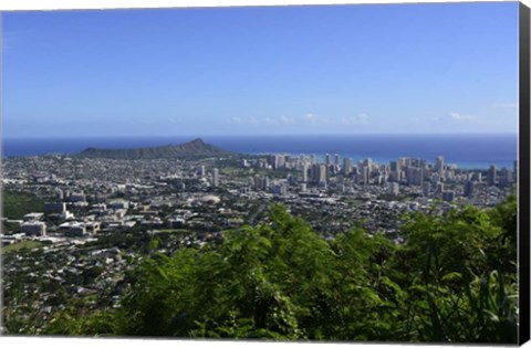 Framed Lookout Overlooking Honolulu, Oahu, Hawaii Print