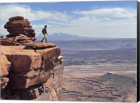 Framed Adult Male Standing on the Edge Of a Cliff,Utah Print