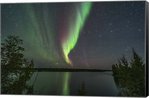 Framed Aurora and Big Dipper Over Tibbitt Lake Near Yellowknife Print