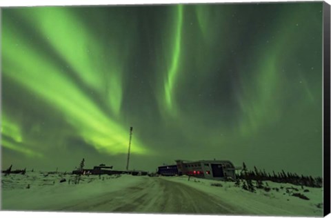 Framed Aurora and Cassiopeia Over the Churchill Northern Studies Centre Print