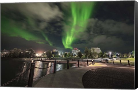 Framed Northern Lights Over Downtown Yellowknife, Northwest Territories Print