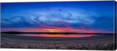 Framed Autumn Sunset Over a Wheat Field in Southern Alberta Print