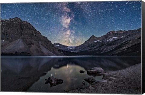 Framed Milky Way Setting Behind Bow Glacier at the End of Bow Lake Print