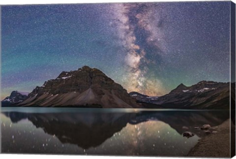 Framed Milky Way Reflections at Bow Lake in Banff National Park, Alberta Print