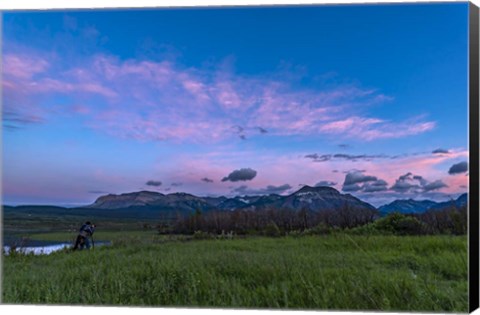 Framed Photographer in the Evening Twilight at Waterton Lakes National Park Print