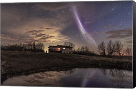 Framed Unusual STEVE Auroral Arc Over a House in Southern Alberta Print