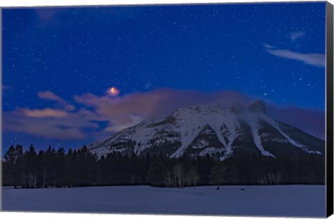 Framed Total Eclipse of the Moon Over the Canadian Rocky Mountains in Alberta Print