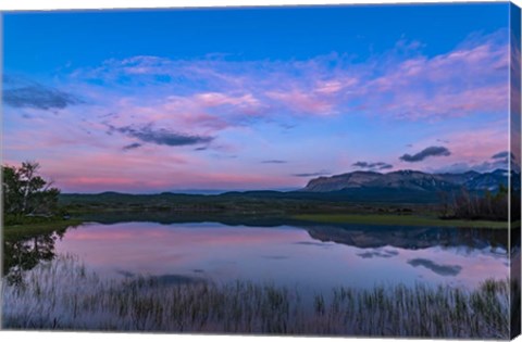 Framed Twilight at Maskinonge Lake in Waterton Lakes National Park Print