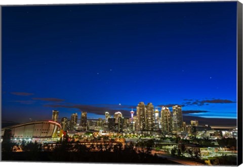 Framed Venus and Stars Setting Over the Skyline of Calgary Print