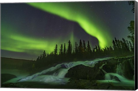 Framed Auroral Curtains Over Ramparts Falls On the Cameron River Print