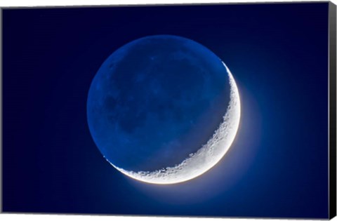 Framed 4-Day Old Waxing Crescent Moon With Earthshine Print