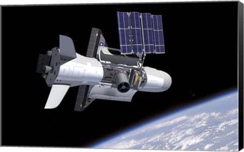 Framed Artist&#39;s Concept of the NASA X-37B Spacecraft in Orbit Print