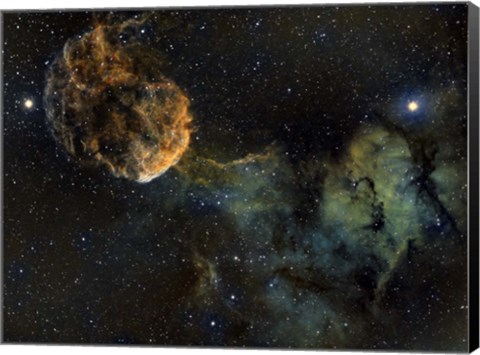 Framed Jellyfish Nebula, a Supernova Remnant in Gemini Print