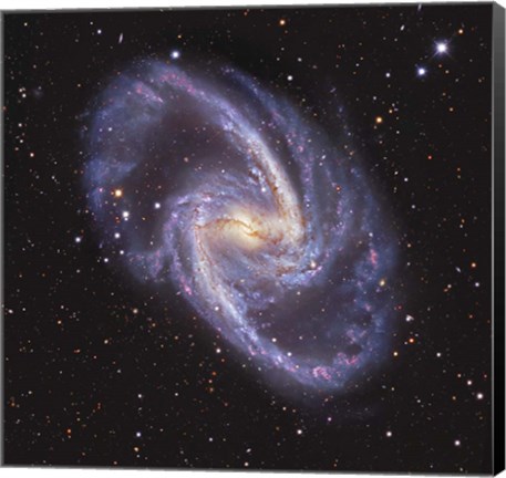 Framed NGC 1365, Double-Barred Spiral Galaxy in the Constellation Fornax Print