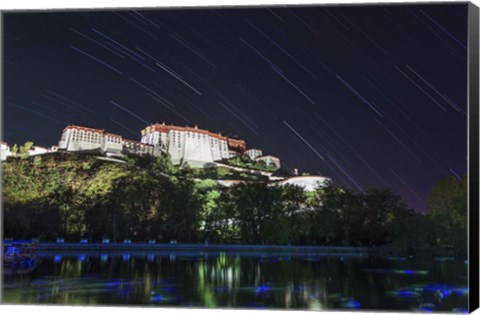 Framed Star Trails Above the Potala Palace, a World Heritage Site in Tibet, China Print