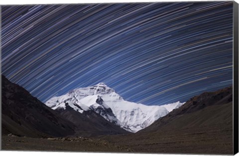 Framed Star Trails Above the Highest Peak and Sheer North Face of the Himalayan Mountains Print