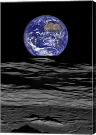 Framed Earth Rise As Seen From the Edge of the Compton Crater On the Moon Print