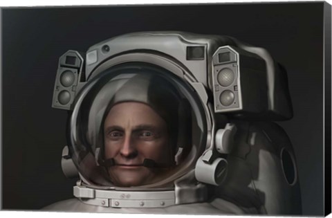 Framed 3D Model of An Astronaut in An EVA Space Suit Print