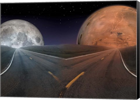 Framed Future of Space Exploration: To the Moon Or Mars? Print