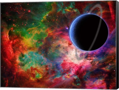 Framed Exoplanet in Colorful Universe Print