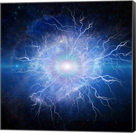 Framed Supernova, Galaxy in Eye Shape, With Lightning Print