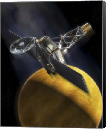 Framed Artist&#39;s Concept of the Mariner 2 Space Probe Passing Venus Print