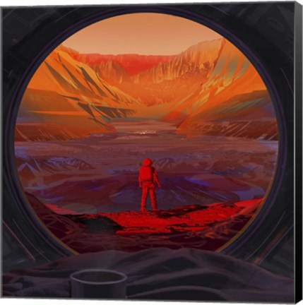 Framed Artist&#39;s Concept of An Astronaut On Mars, As Viewed Through the Window of a Spacecraft Print