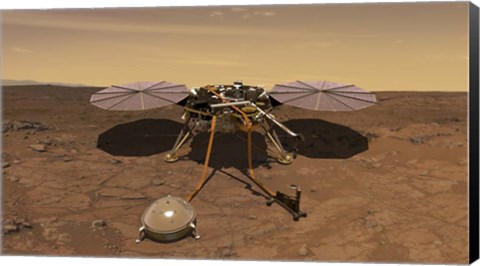 Framed Artist&#39;s Rendition of the Insight Lander Operating On the Surface of Mars Print