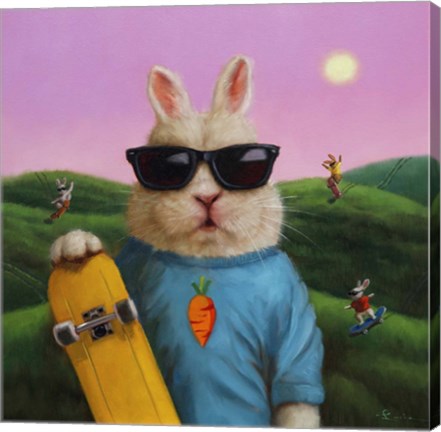 Framed Skater Bunny Print