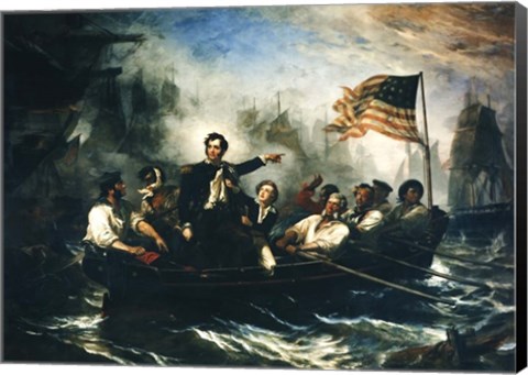 Framed Oliver Hazard Perry and Crew during The Battle of Lake Erie Print