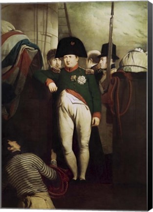 Framed Napoleon Bonaparte on the gangway of the HMS Bellerophon Print