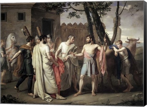 Framed Cincinnatus leaving the Plough to go dictate laws to Rome Print